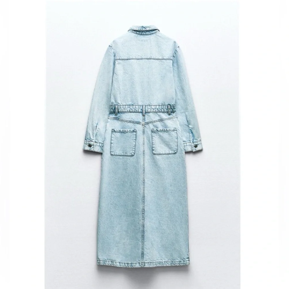 Zara Z1975 DENIM MIDI DRESS SIZE LARGE - Picture 7 of 14